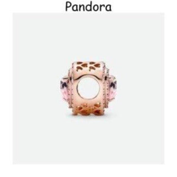Pandora Rose Gold and Pink Heart Bracelet Charm - Picture 2 of 5